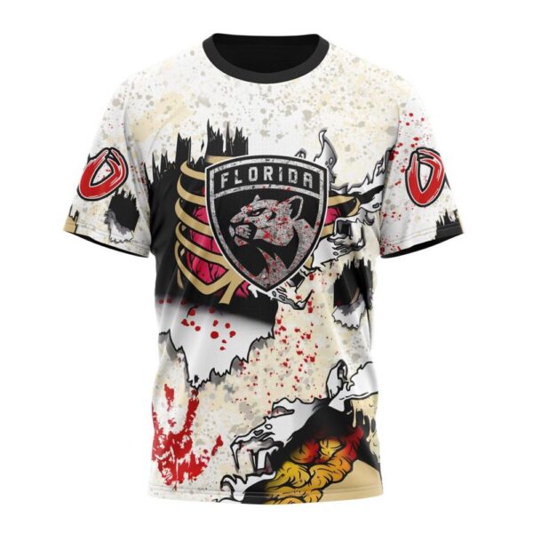 Customized NHL Florida Panthers T-Shirt Special Zombie Style For Halloween T-Shirt