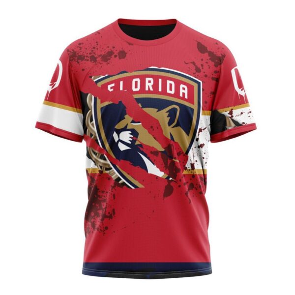 Customized NHL Florida Panthers T-Shirt Specialized Design Jersey With Your Ribs For Halloween T-Shirt