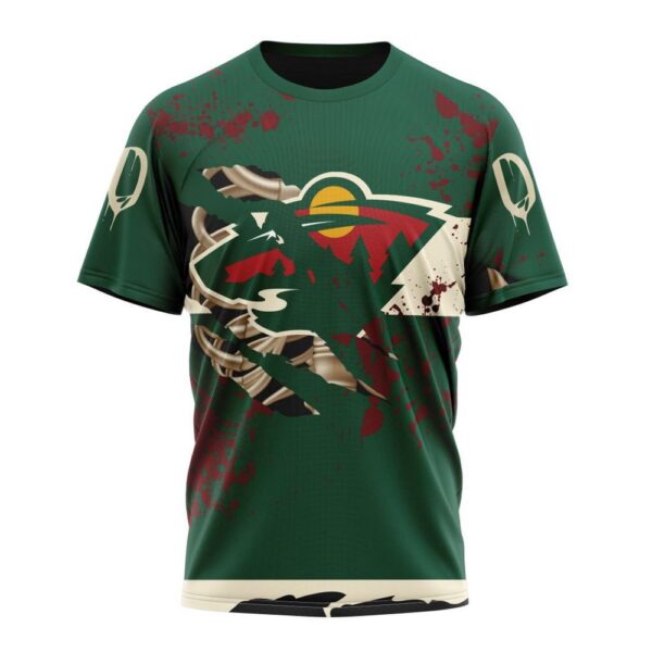 Customized NHL Minnesota Wild T-Shirt Specialized Design Jersey With Your Ribs For Halloween T-Shirt