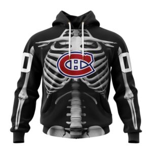 Customized NHL Montreal Canadiens Hoodie Special Skeleton Costume For Halloween Hoodie 1