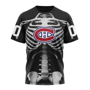 Customized NHL Montreal Canadiens T Shirt Special Skeleton Costume For Halloween T Shirt 1