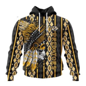 Customized NHL Nashville Predators Hoodie Special Skull Native Design Hoodie 1