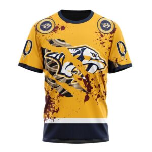 Customized NHL Nashville Predators T Shirt Specialized Design Jersey With Your Ribs For Halloween T Shirt 1