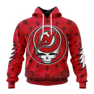 Customized NHL New Jersey Devils Hoodie Special Grateful Dead Design Hoodie 1