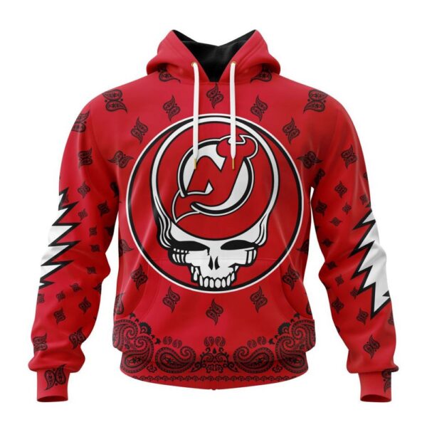 Customized NHL New Jersey Devils Hoodie Special Grateful Dead Design Hoodie