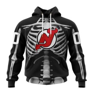 Customized NHL New Jersey Devils Hoodie Special Skeleton Costume For Halloween Hoodie 1