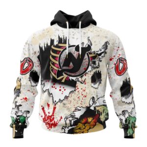 Customized NHL New Jersey Devils Hoodie Special Zombie Style For Halloween Hoodie 1