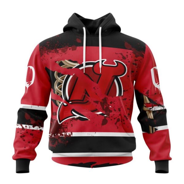 Customized NHL New Jersey Devils Hoodie Specialized Design Jersey With Your Ribs For Halloween Hoodie