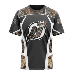 Customized NHL New Jersey Devils T Shirt Special Camo Hunting Design T Shirt 1