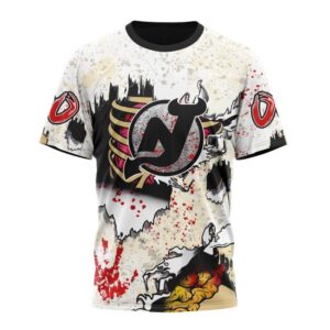 Customized NHL New Jersey Devils T Shirt Special Zombie Style For Halloween T Shirt 1