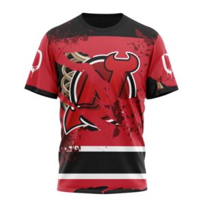 Customized NHL New Jersey Devils T Shirt Specialized Design Jersey With Your Ribs For Halloween T Shirt 1