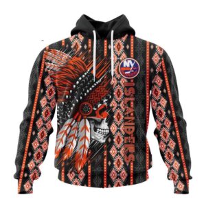 Customized NHL New York Islanders Hoodie Special Skull Native Design Hoodie 1