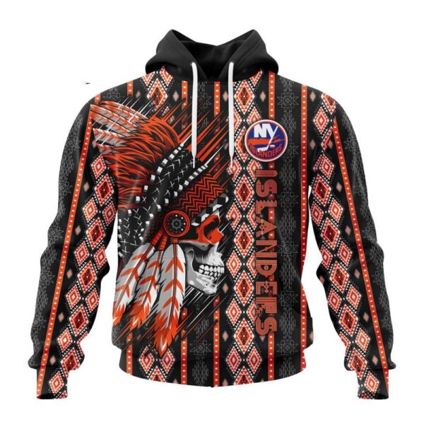 Customized NHL New York Islanders Hoodie Special Skull Native Design Hoodie