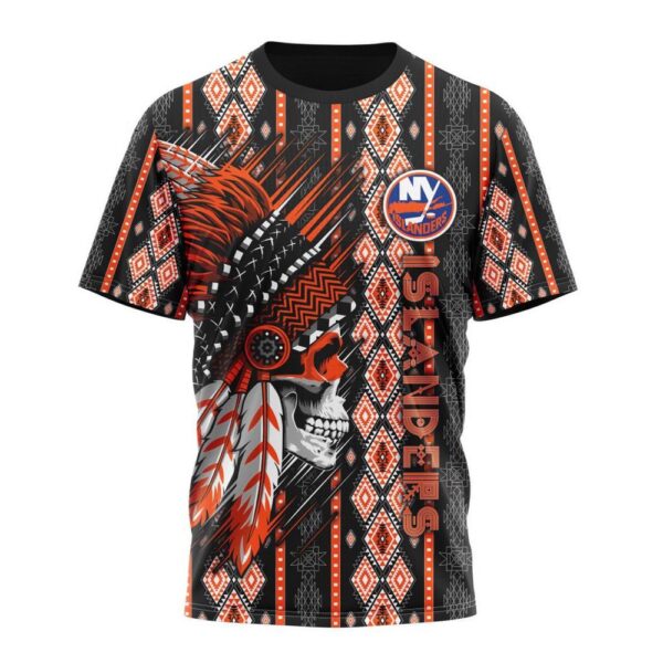 Customized NHL New York Islanders T-Shirt Special Skull Native Design T-Shirt