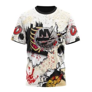 Customized NHL New York Islanders T Shirt Special Zombie Style For Halloween T Shirt 1