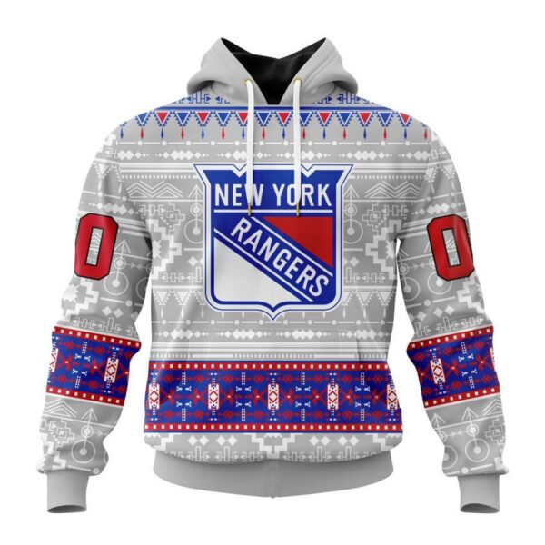 Customized NHL New York Rangers Hoodie Special Native Design Hoodie