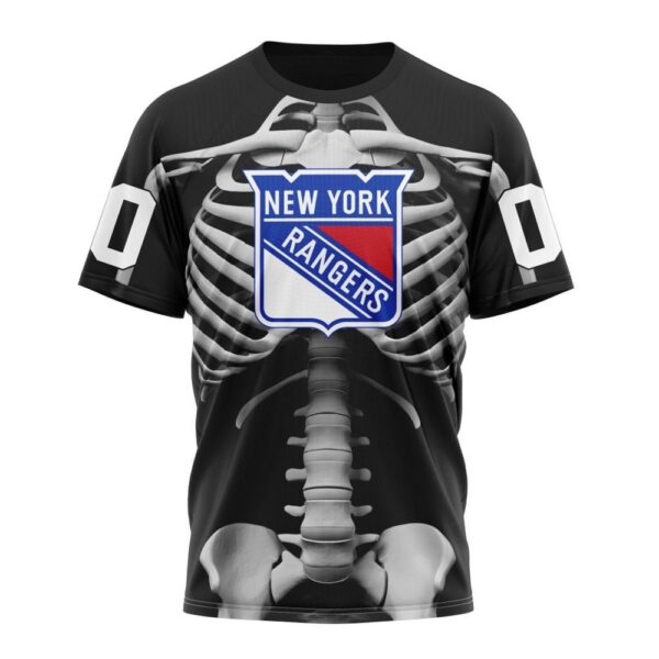 Customized NHL New York Rangers T-Shirt Special Skeleton Costume For Halloween T-Shirt