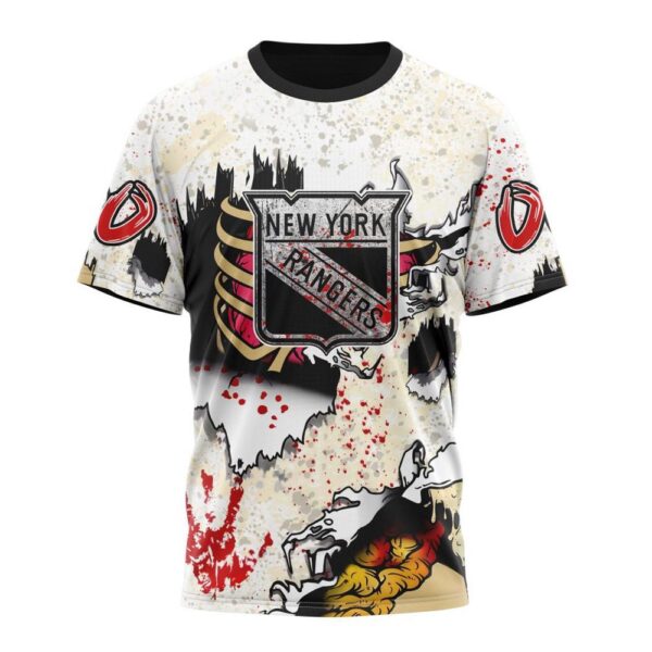 Customized NHL New York Rangers T-Shirt Special Zombie Style For Halloween T-Shirt