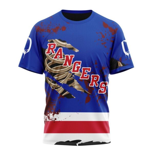 Customized NHL New York Rangers T-Shirt Specialized Design Jersey With Your Ribs For Halloween T-Shirt