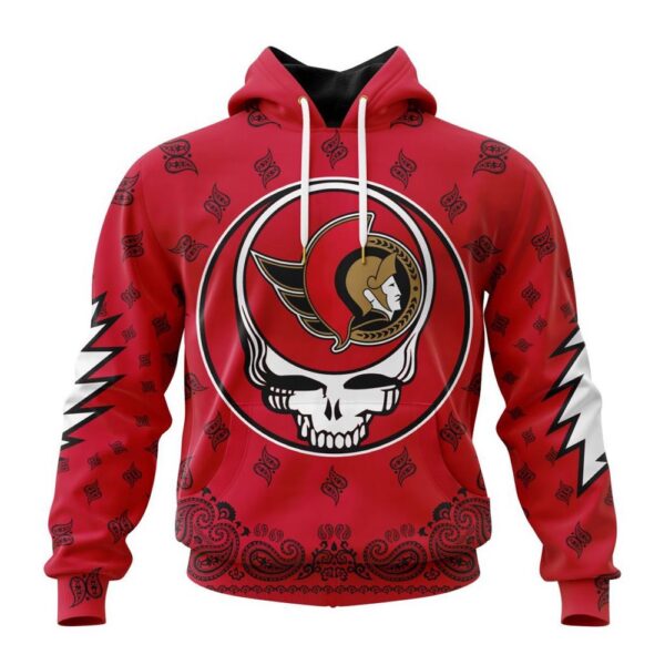 Customized NHL Ottawa Senators Hoodie Special Grateful Dead Design Hoodie