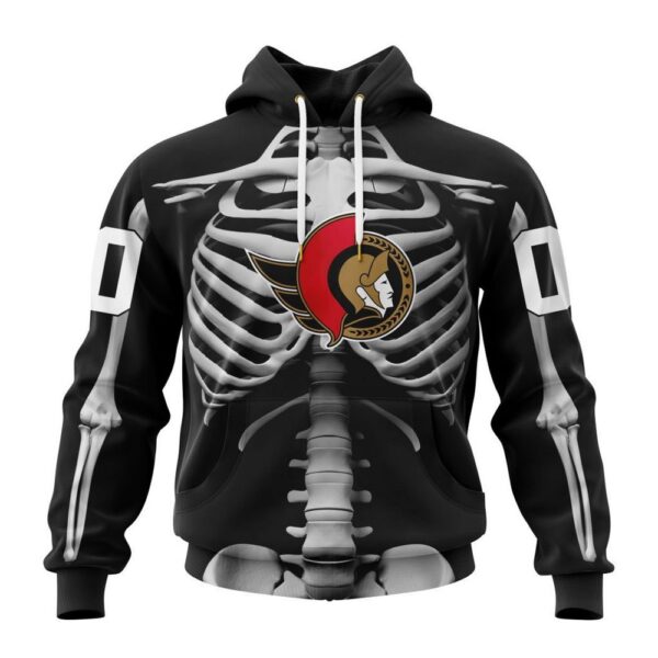 Customized NHL Ottawa Senators Hoodie Special Skeleton Costume For Halloween Hoodie