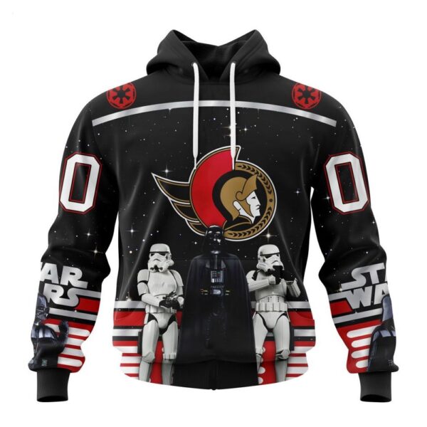 Customized NHL Ottawa Senators Hoodie Special Star Wars Design May The 4th Be With You Hoodie