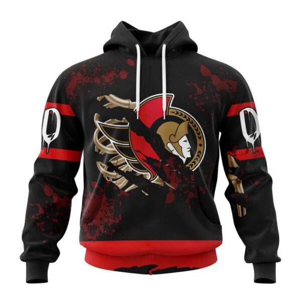 Customized NHL Ottawa Senators Hoodie Specialized Design Jersey With Your Ribs For Halloween Hoodie