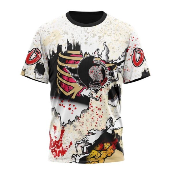 Customized NHL Ottawa Senators T-Shirt Special Zombie Style For Halloween T-Shirt