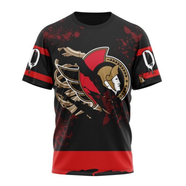 Customized NHL Ottawa Senators T-Shirt Specialized Design Jersey With Your Ribs For Halloween T-Shirt