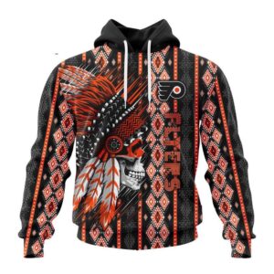 Customized NHL Philadelphia Flyers Hoodie Special Skull Native Design Hoodie 1