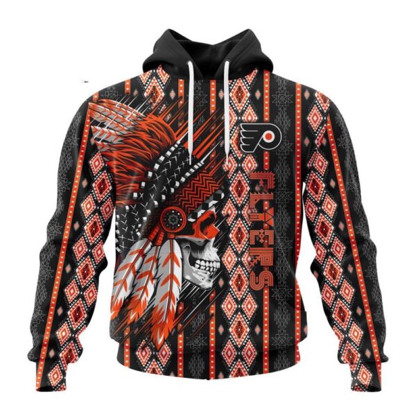 Customized NHL Philadelphia Flyers Hoodie Special Skull Native Design Hoodie