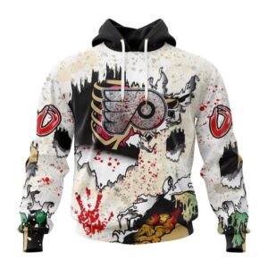 Customized NHL Philadelphia Flyers Hoodie Special Zombie Style For Halloween Hoodie 1