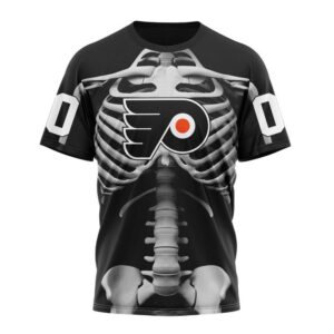 Customized NHL Philadelphia Flyers T Shirt Special Skeleton Costume For Halloween T Shirt 1