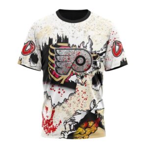 Customized NHL Philadelphia Flyers T Shirt Special Zombie Style For Halloween T Shirt 1