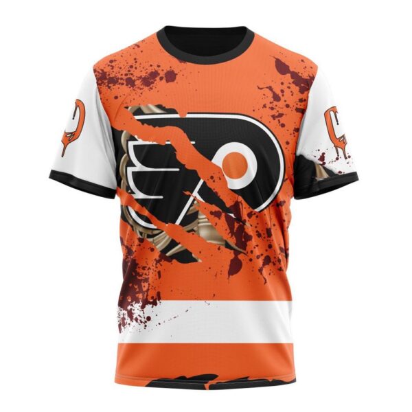 Customized NHL Philadelphia Flyers T-Shirt Specialized Design Jersey With Your Ribs For Halloween T-Shirt