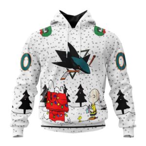 Customized NHL San Jose Sharks Hoodie Special Peanuts Design Hoodie 1