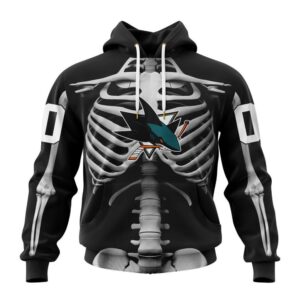 Customized NHL San Jose Sharks Hoodie Special Skeleton Costume For Halloween Hoodie 1