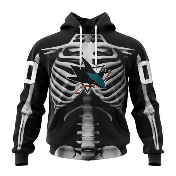 Customized NHL San Jose Sharks Hoodie Special Skeleton Costume For Halloween Hoodie