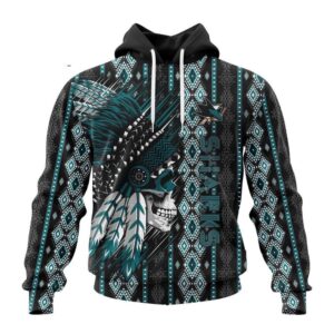 Customized NHL San Jose Sharks Hoodie Special Skull Native Design Hoodie 1