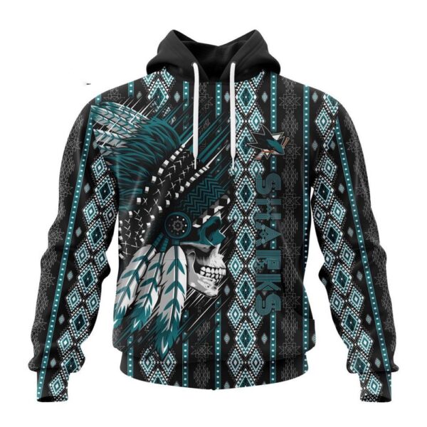 Customized NHL San Jose Sharks Hoodie Special Skull Native Design Hoodie