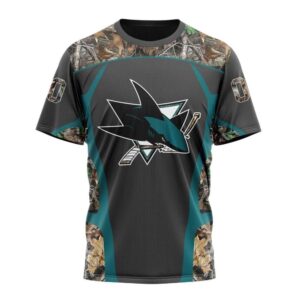 Customized NHL San Jose Sharks T Shirt Special Camo Hunting Design T Shirt 1