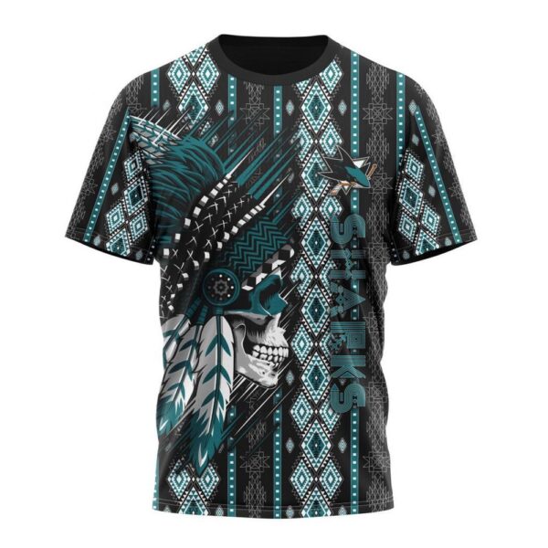 Customized NHL San Jose Sharks T-Shirt Special Skull Native Design T-Shirt