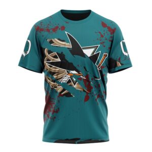 Customized NHL San Jose Sharks T Shirt Specialized Design Jersey With Your Ribs For Halloween T Shirt 1