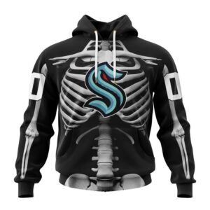 Customized NHL Seattle Kraken Hoodie Special Skeleton Costume For Halloween Hoodie 1