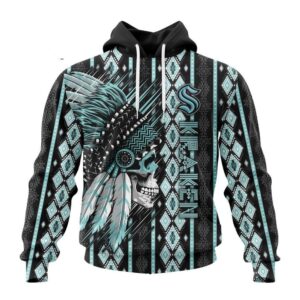 Customized NHL Seattle Kraken Hoodie Special Skull Native Design Hoodie 1