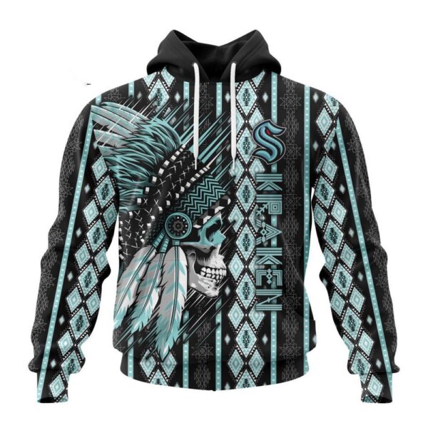 Customized NHL Seattle Kraken Hoodie Special Skull Native Design Hoodie