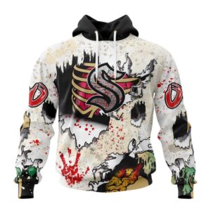 Customized NHL Seattle Kraken Hoodie Special Zombie Style For Halloween Hoodie 1