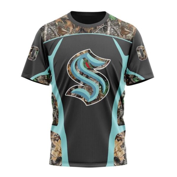 Customized NHL Seattle Kraken T-Shirt Special Camo Hunting Design T-Shirt