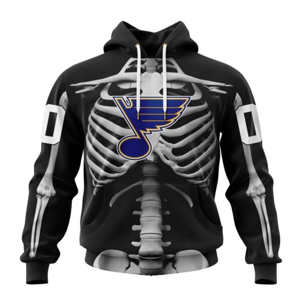 Customized NHL St. Louis Blues Hoodie Special Skeleton Costume For Halloween Hoodie