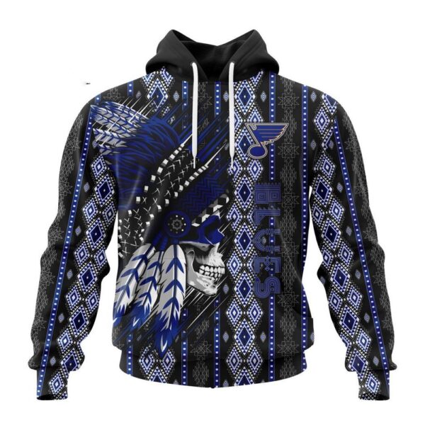 Customized NHL St. Louis Blues Hoodie Special Skull Native Design Hoodie